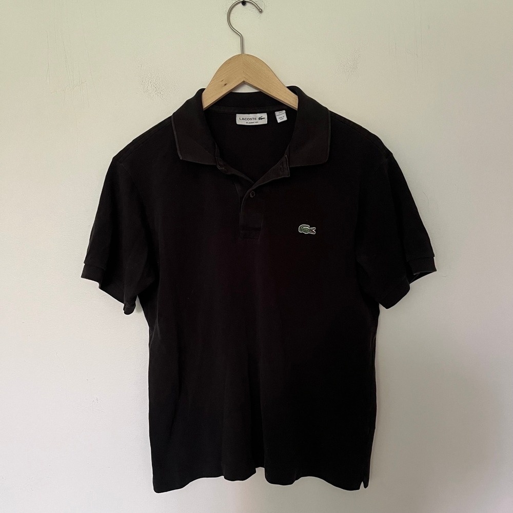Lacoste Mens Classic Fit Polo Shirt Black Size US M FR 4 Short Sleeve Logo